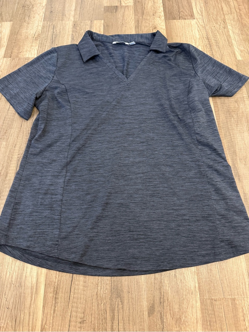 Lady Hagen Short Sleeve Collared V-Neck Top - Navy Heather